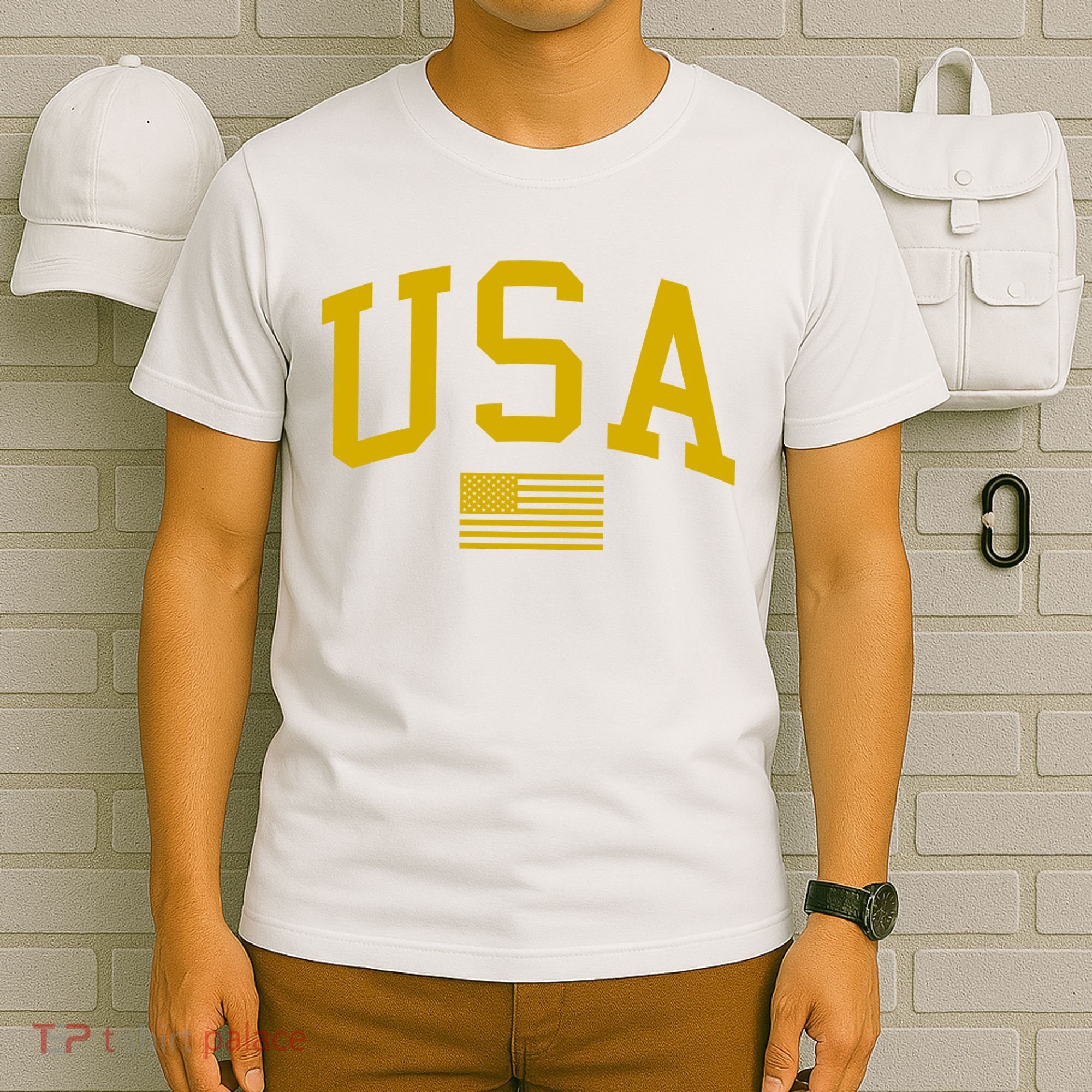 Gold USA Graphic Apparel National Pride T-Shirt