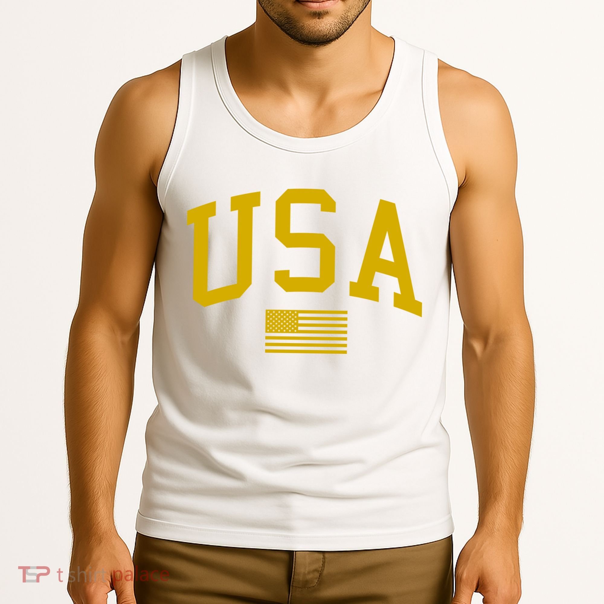 Gold USA Graphic Apparel National Pride Tank Top