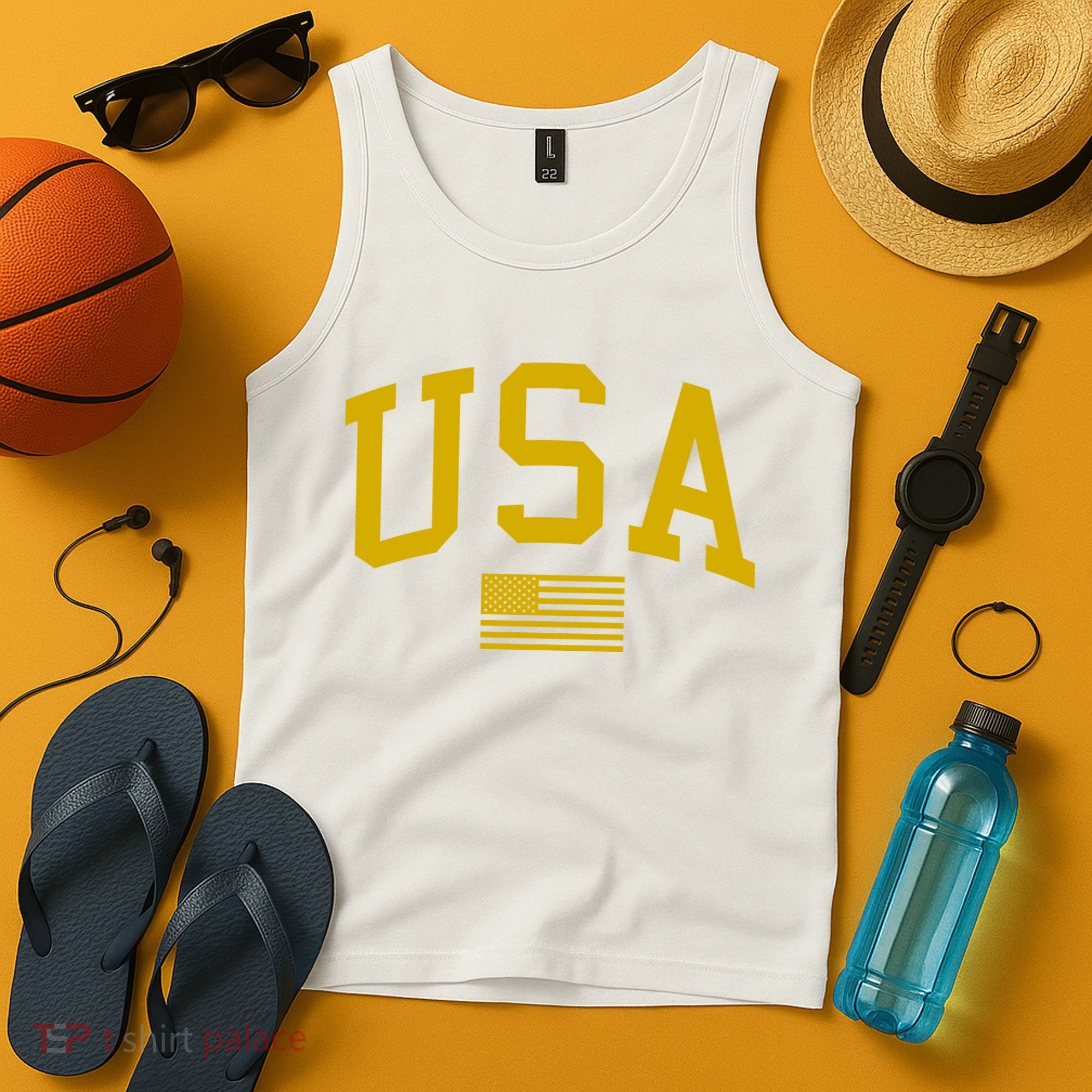 Gold USA Graphic Apparel National Pride Tank Top