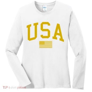 Gold USA Graphic Apparel National Pride Women's Long Sleeve Shirt