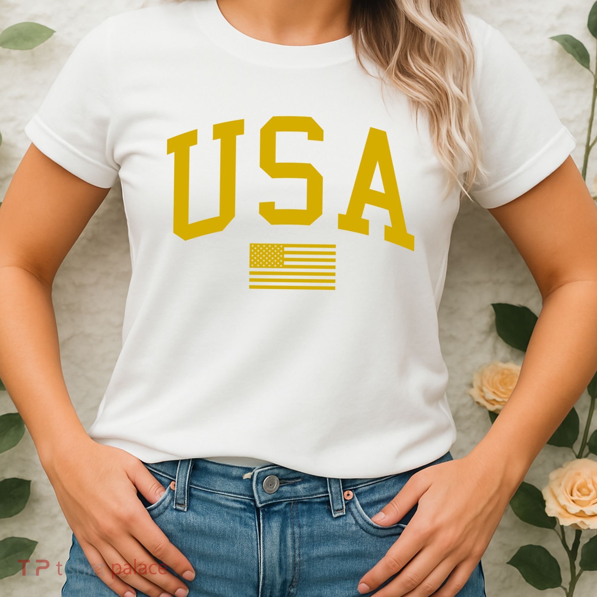 Gold USA Graphic Apparel National Pride Women's T-Shirt