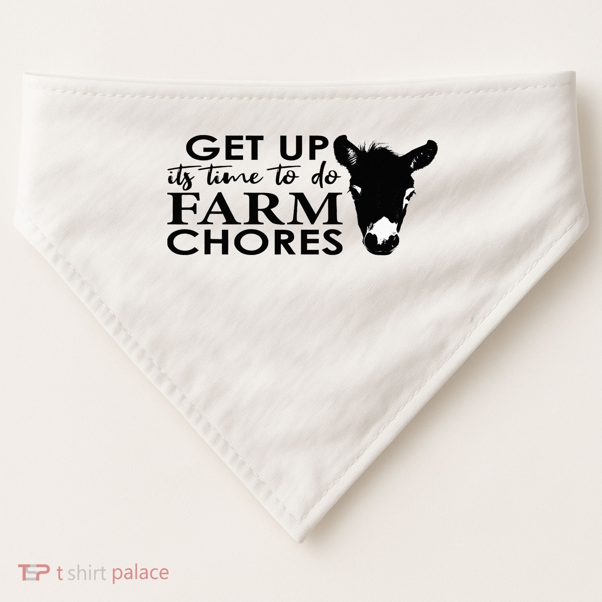 get up its time to do farm chores USA-Made Doggie Bandana