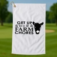 get up its time to do farm chores Golf Towel thumb 1