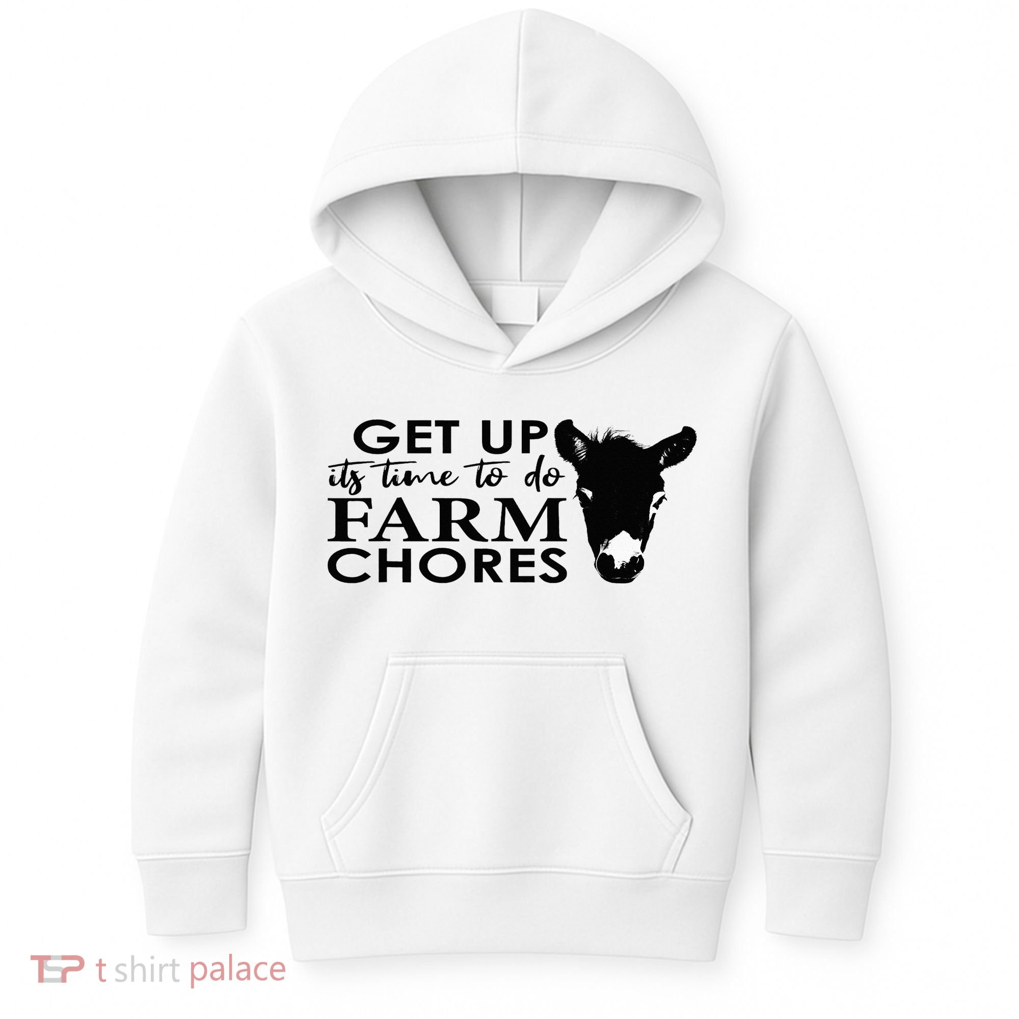 get up its time to do farm chores Kids Hoodie