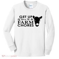 get up its time to do farm chores Kids Long Sleeve Shirt thumb 0