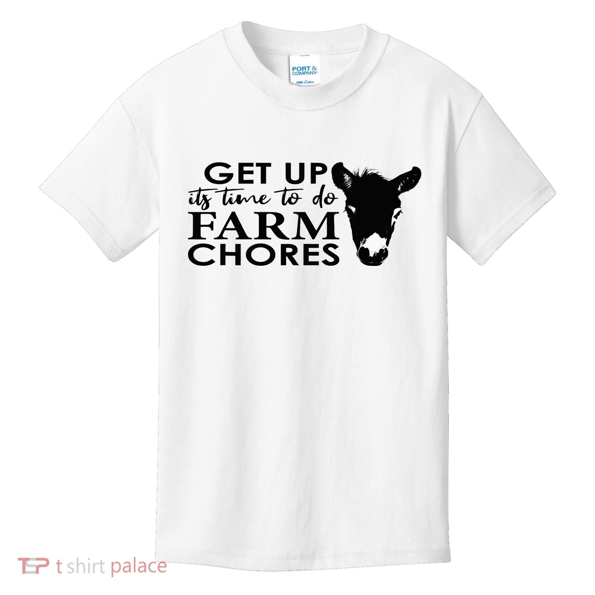 get up its time to do farm chores Kids T-Shirt