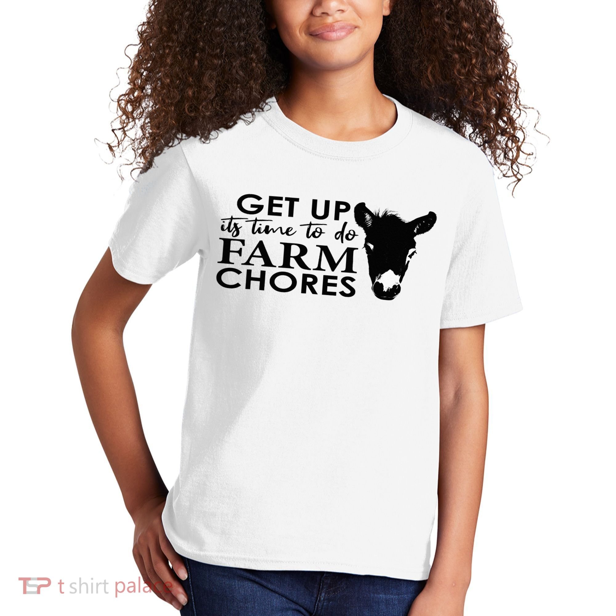 get up its time to do farm chores Kids T-Shirt