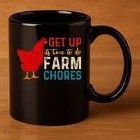 get up it's time to do farm chores 11oz C Handle Ceramic Mug thumb 3