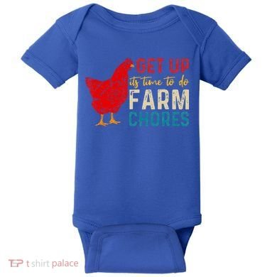 get up it's time to do farm chores Baby Bodysuit