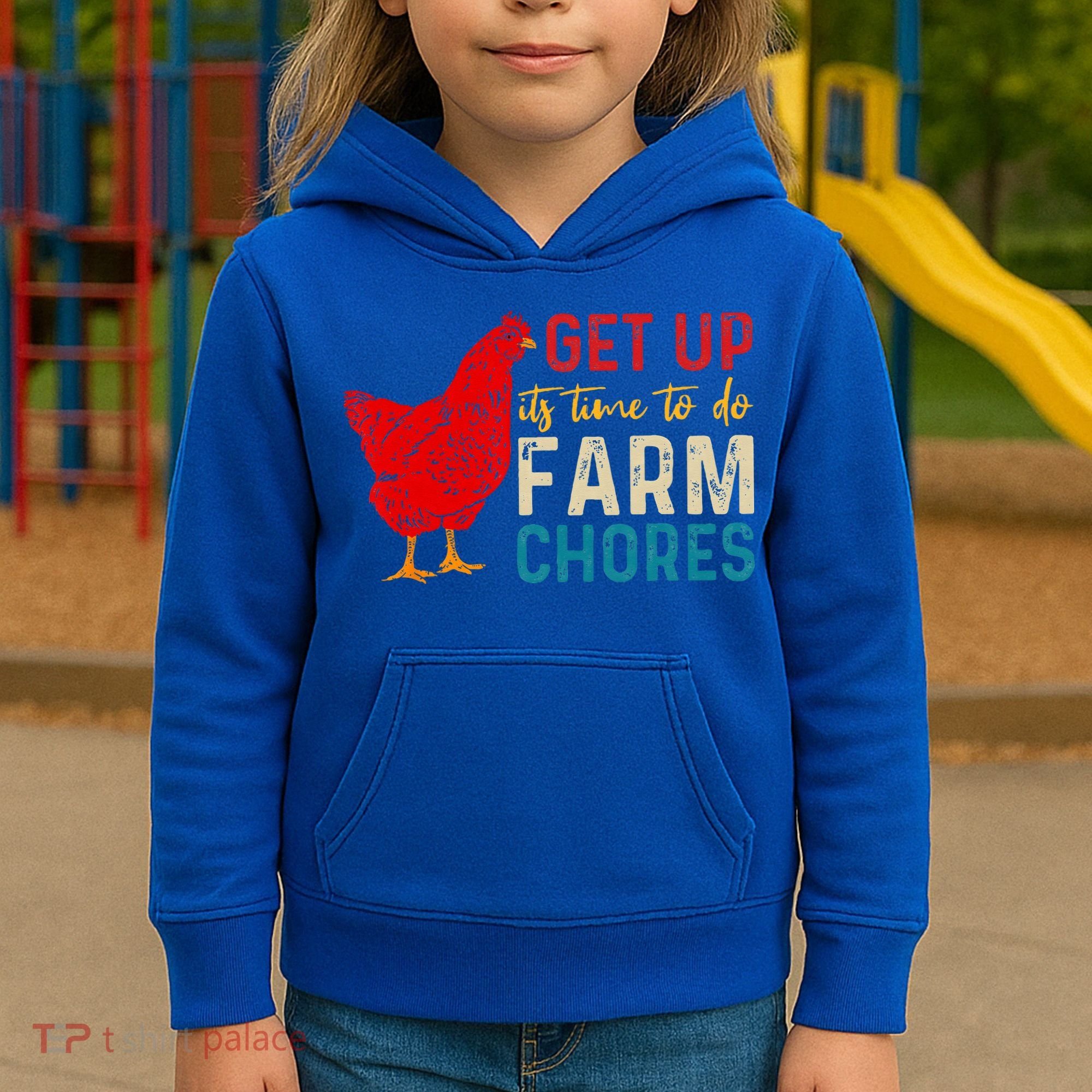 get up it's time to do farm chores Kids Hoodie