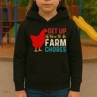 Get Up Its Time To Do Farm Chores Kids Hoodie thumb 3