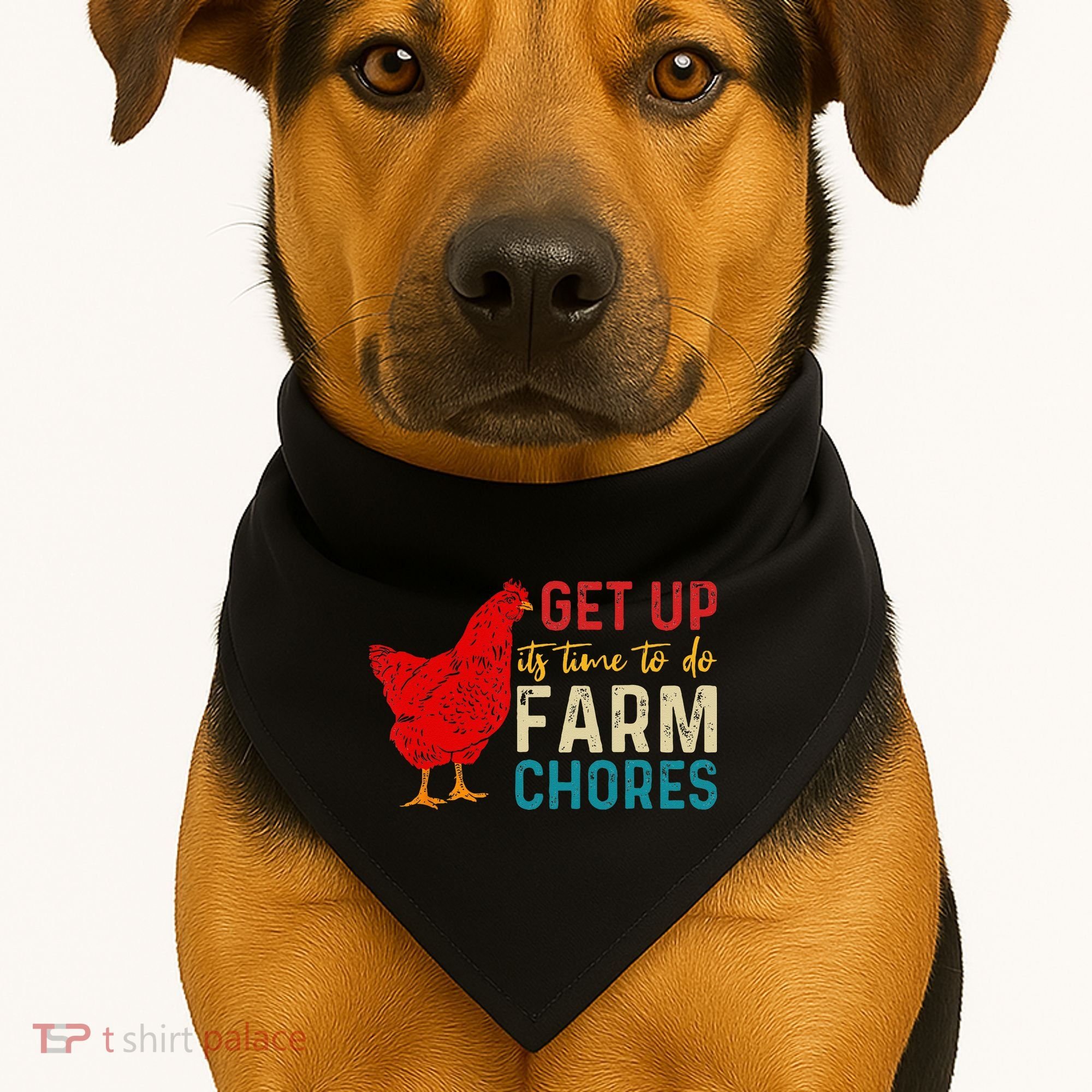 get up it's time to do farm chores USA-Made Doggie Bandana