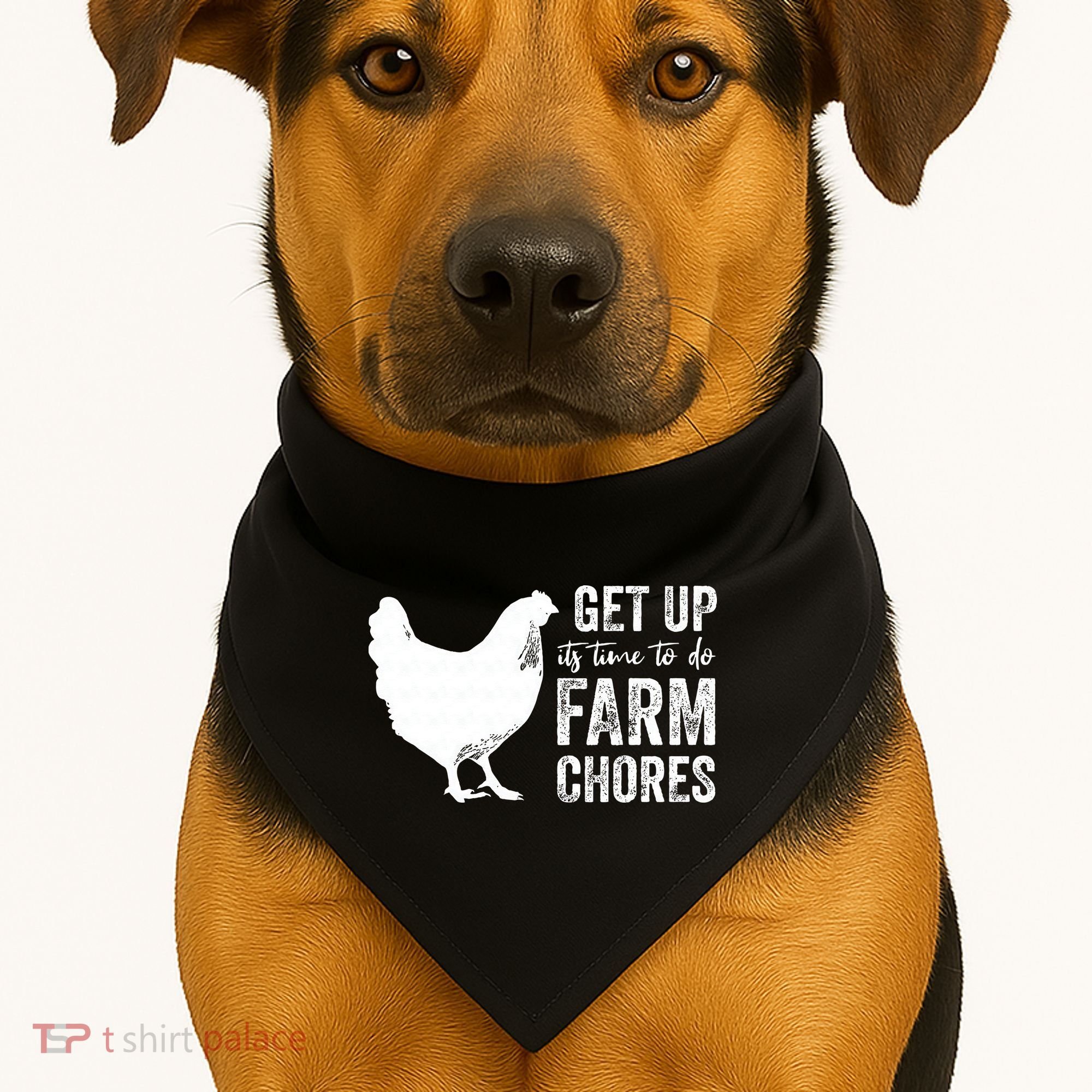 get up its time to do farm chores USA-Made Doggie Bandana
