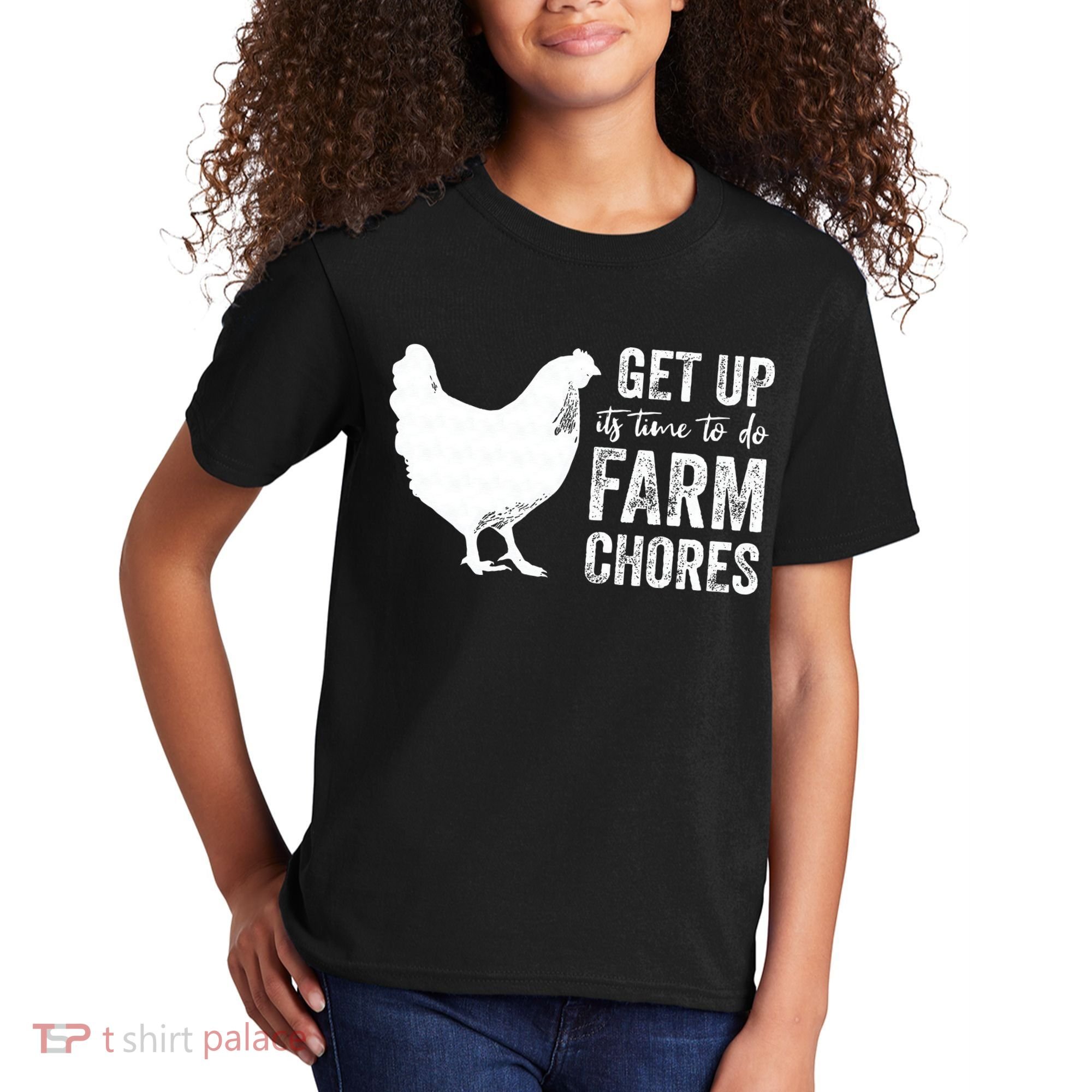 get up its time to do farm chores Kids T-Shirt