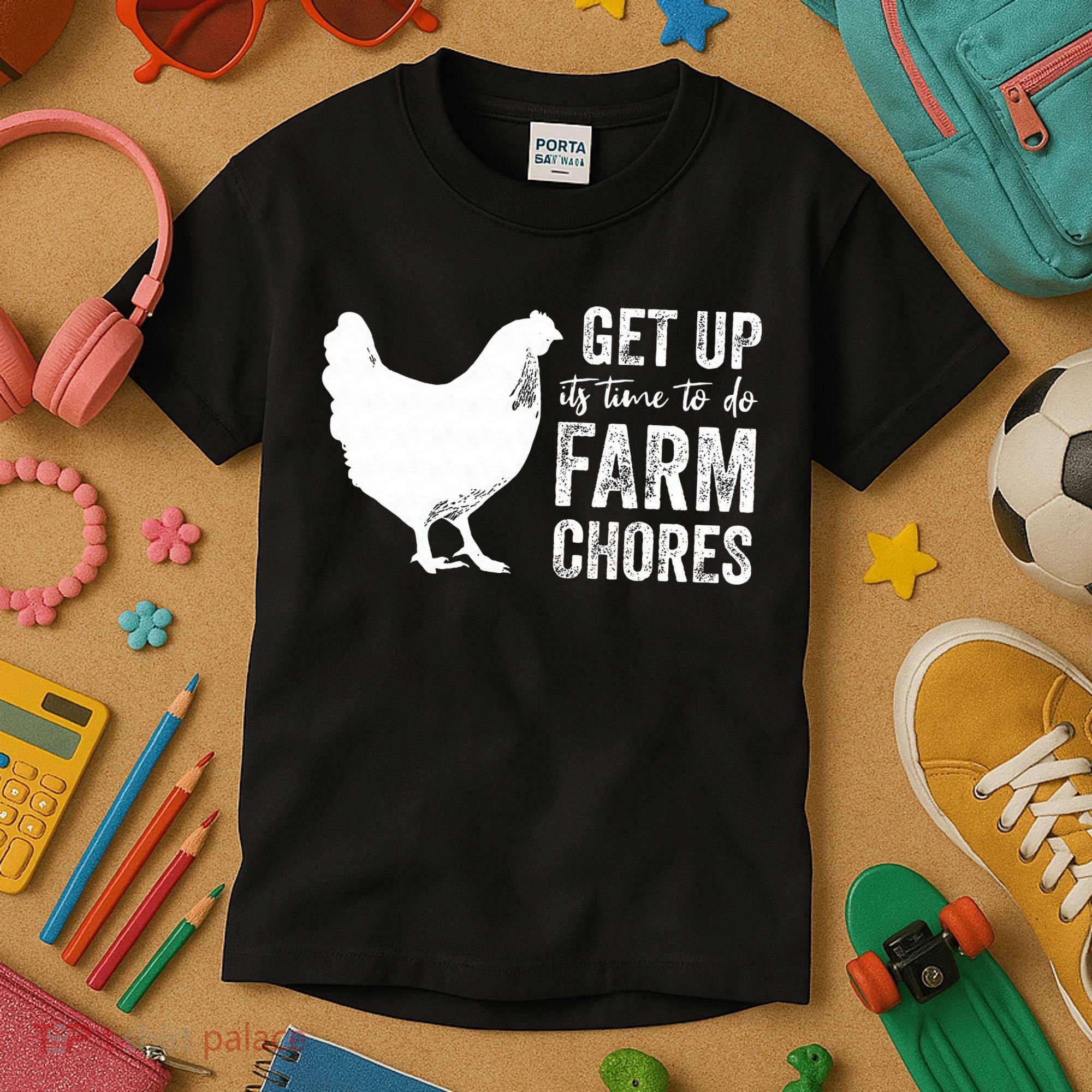 get up its time to do farm chores Kids T-Shirt