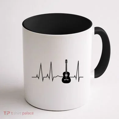 Guitar Heartbeat Pulse Coffee Mug back