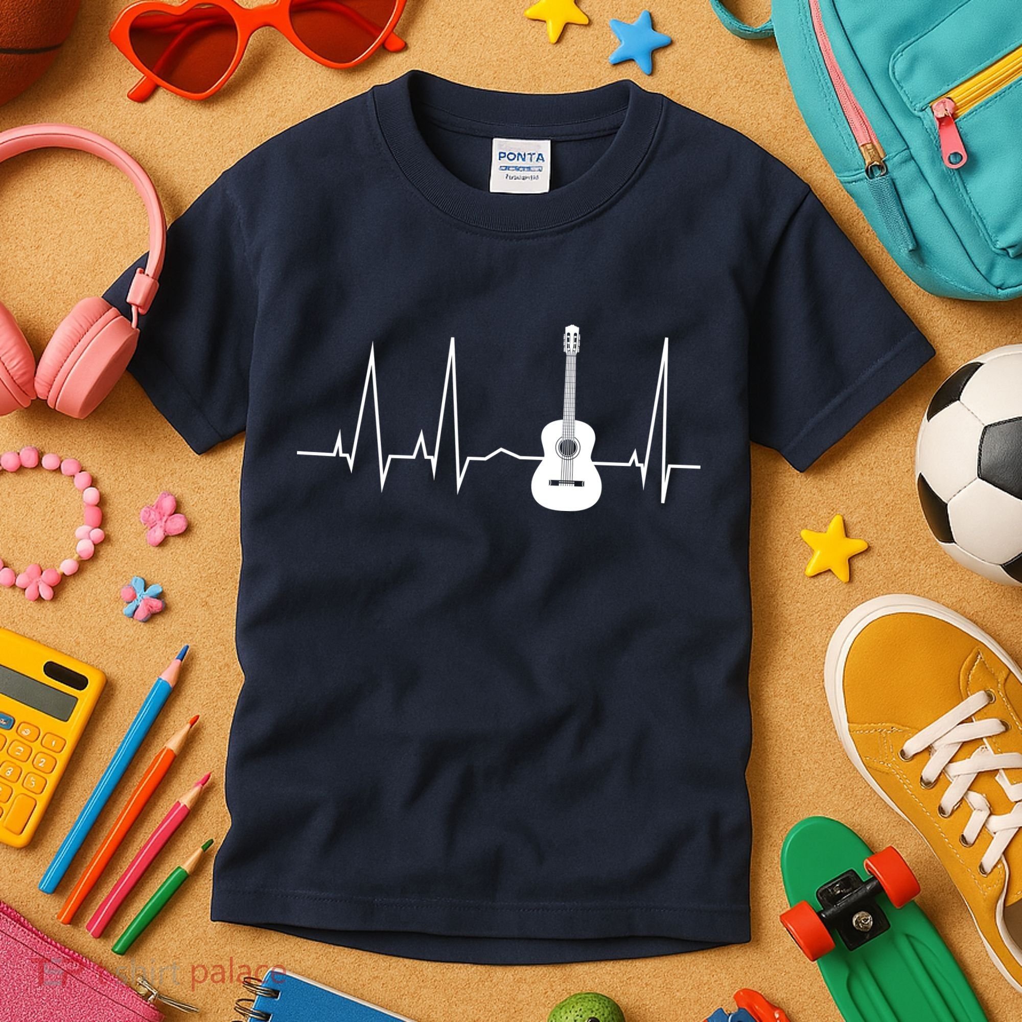 Guitar Heartbeat Pulse Kids T-Shirt