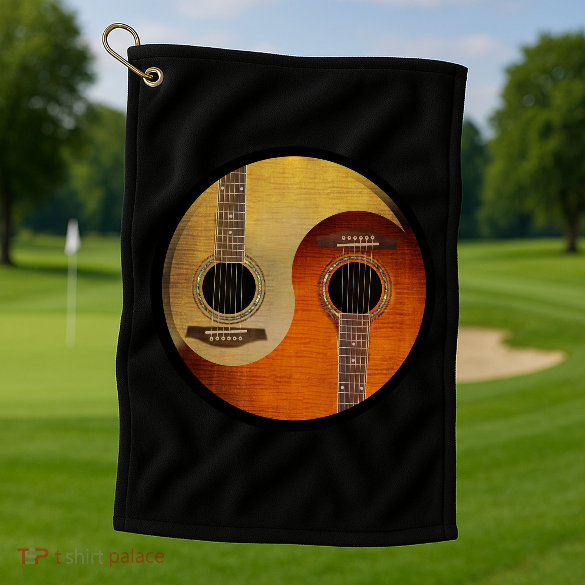 Guitar Yin And Yang Golf Towel