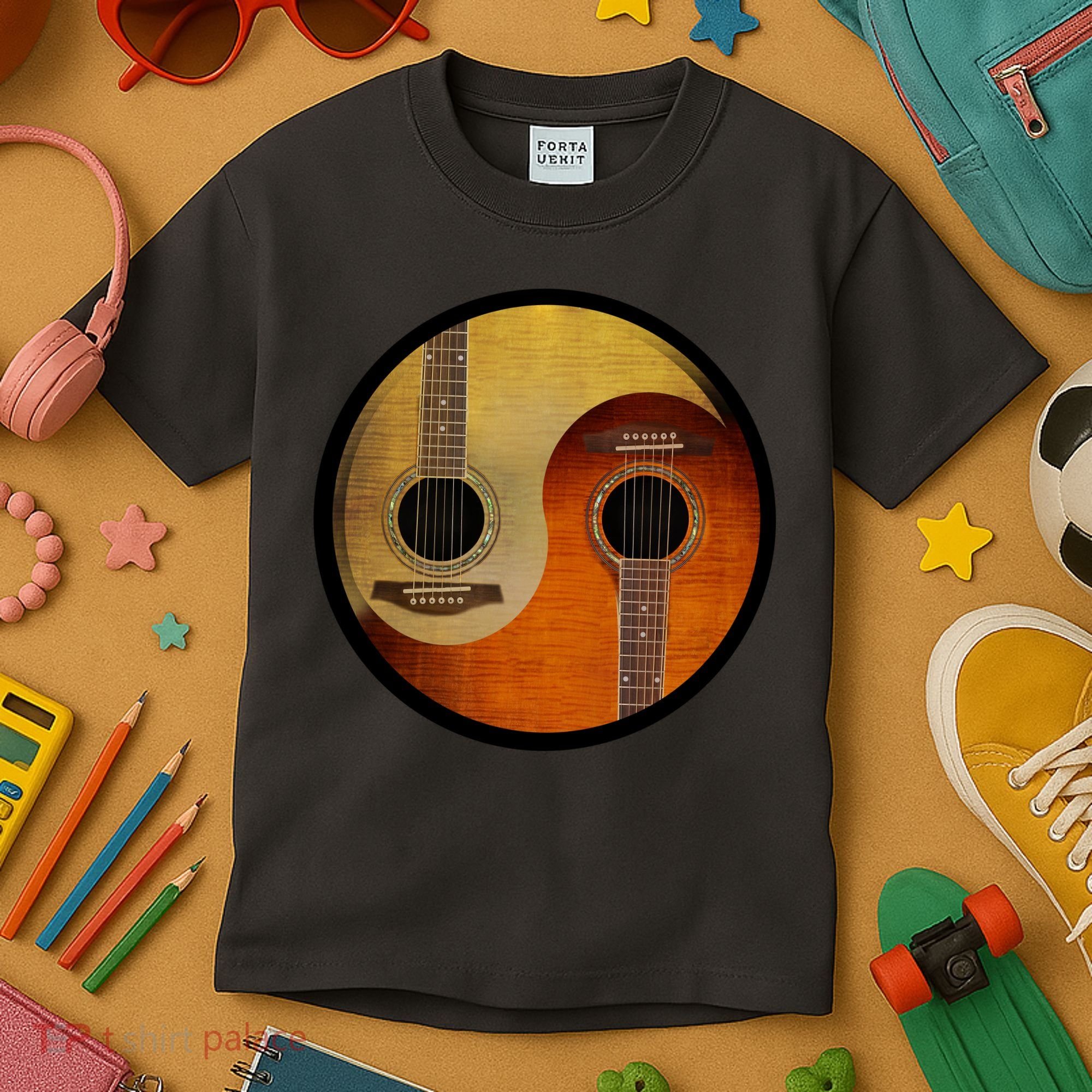 Guitar Yin And Yang Kids T-Shirt