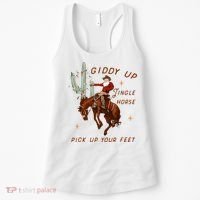 Giddy Up Jingle Horse Pick Up Your Feet Cow Santa Xmas Women's Tank Top thumb 0