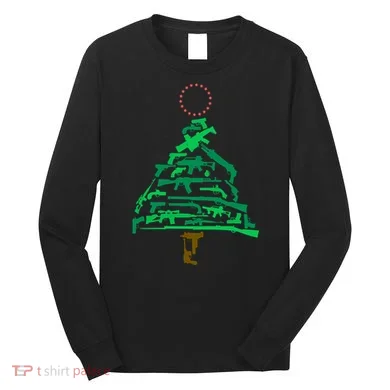 Gun Christmas Tree Long Sleeve Shirt