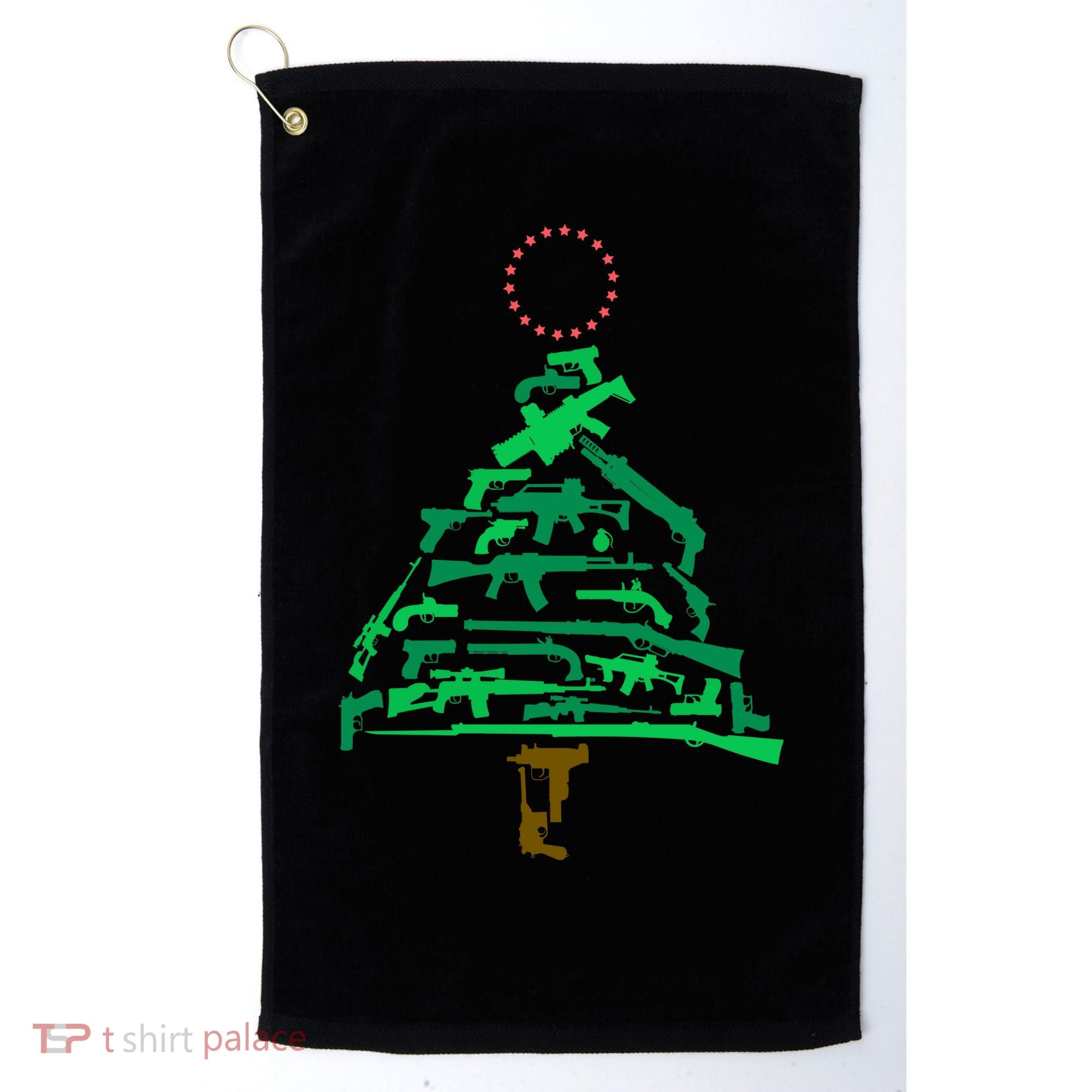 Gun Christmas Tree Golf Towel