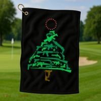 Gun Christmas Tree Golf Towel thumb 1