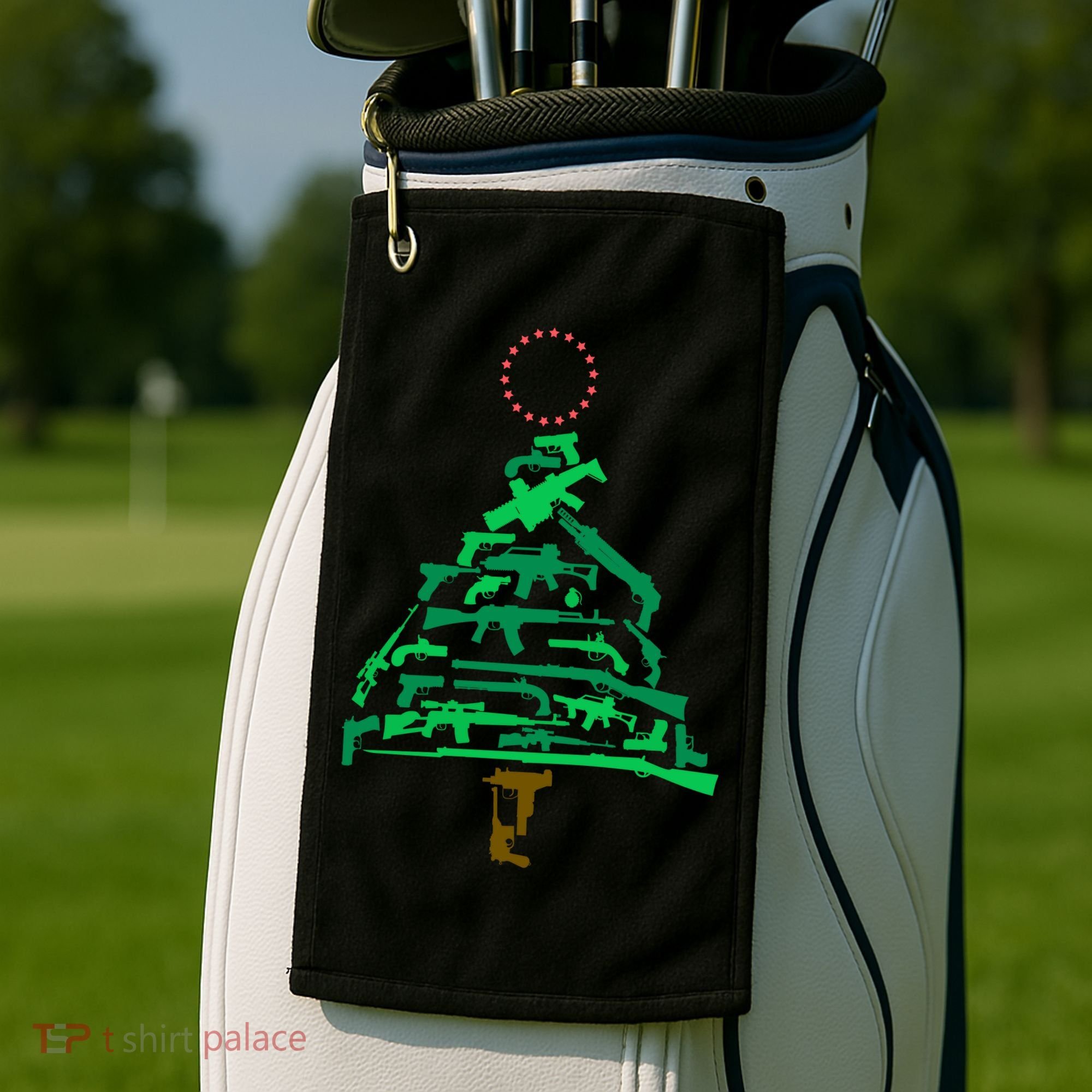 Gun Christmas Tree Golf Towel