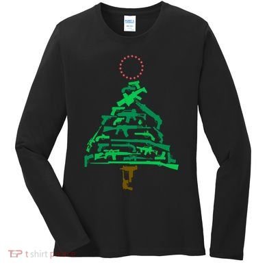 Gun Christmas Tree Women's Long Sleeve Shirt