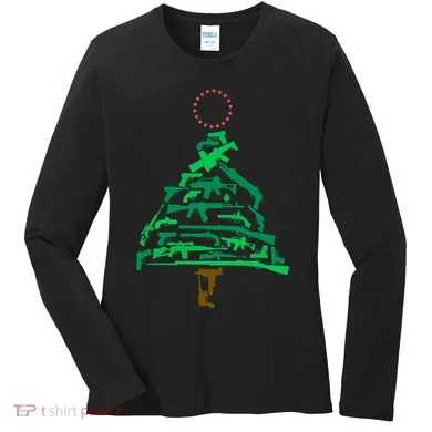 Gun Christmas Tree Women's Long Sleeve Shirt
