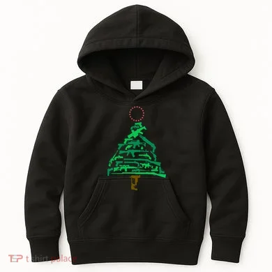 Gun Christmas Tree Kids Hoodie