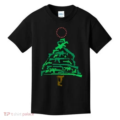 Gun Christmas Tree Kids T-Shirt