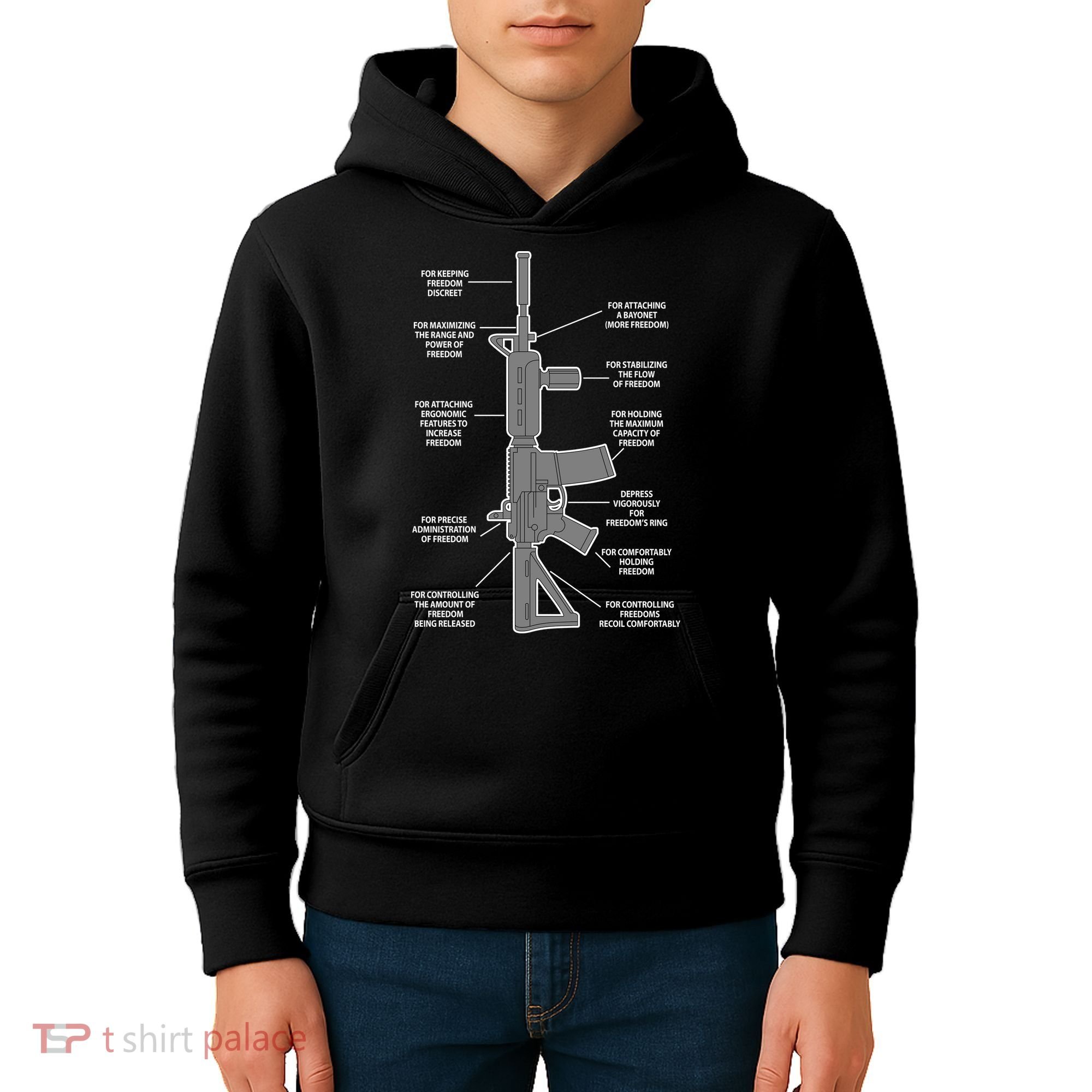 Gun For keeping Freedom Discreet Kids Hoodie