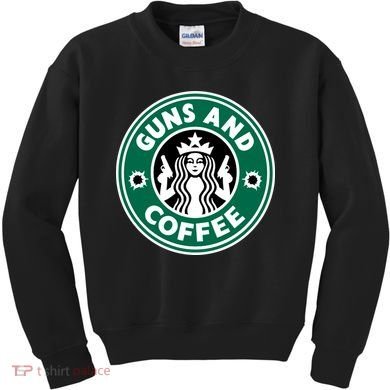 Guns And Coffee Kids Sweatshirt