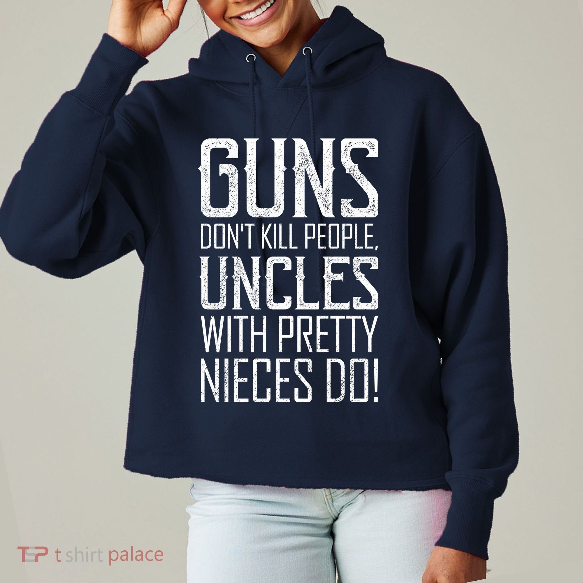 Guns Don't Kill People Uncles With Pretty Nieces Do Ladies Heavyweight Boxy Pullover Hoodie
