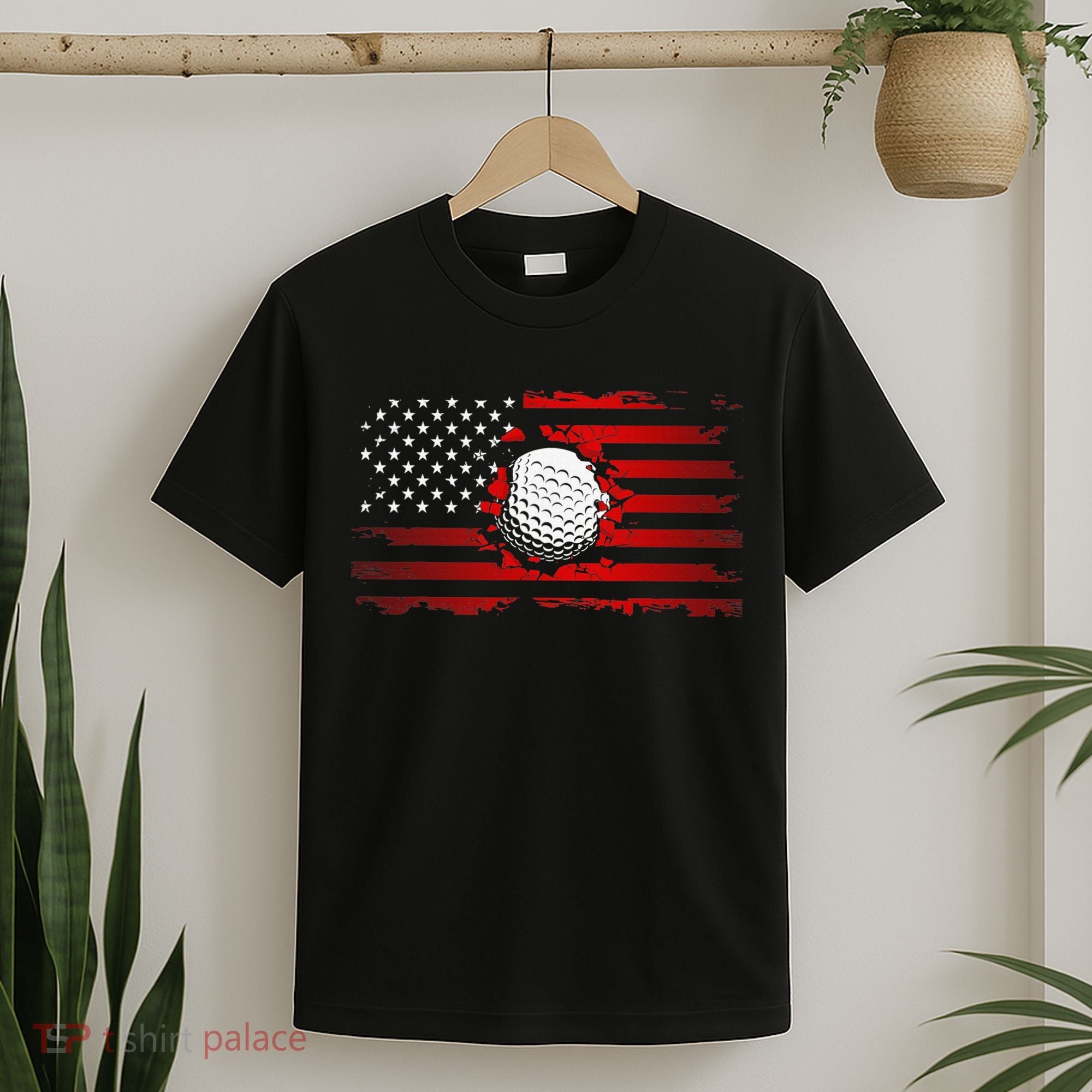 Golf USA Support Team American Flag Golf Sports T-Shirt