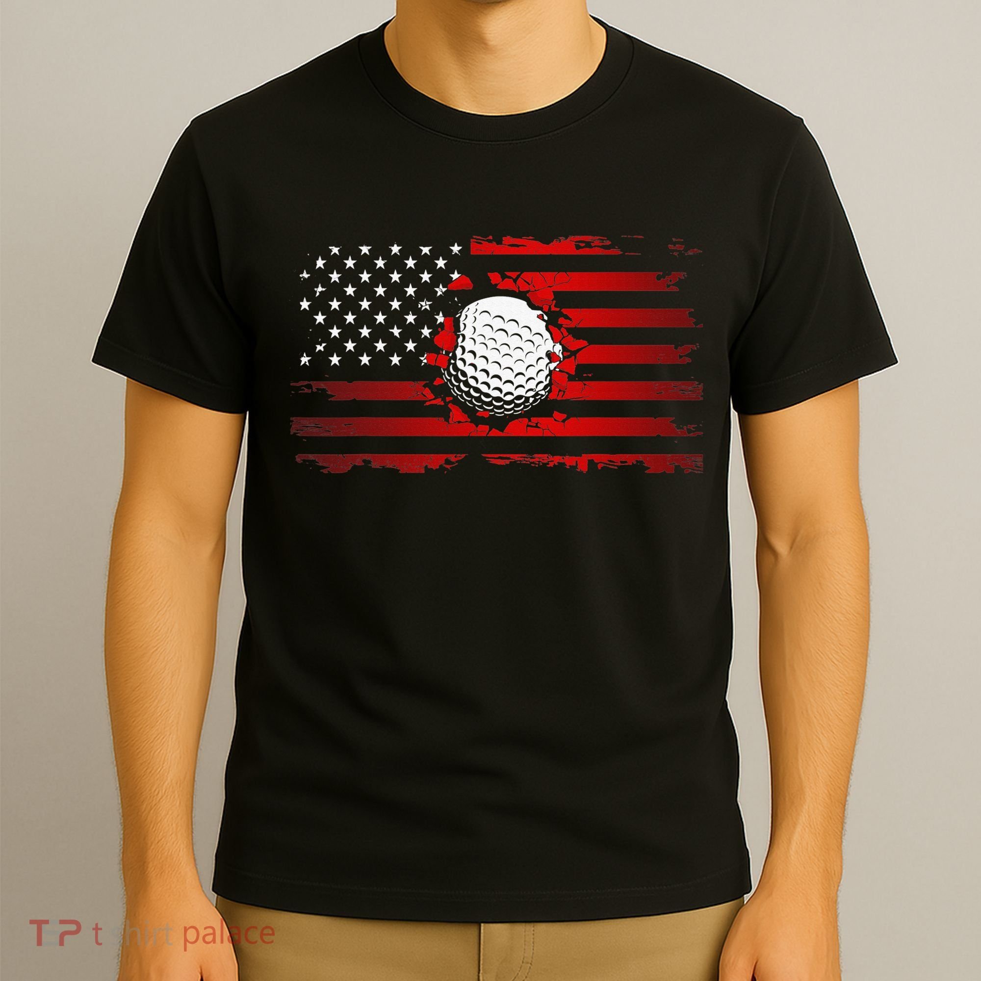 Golf USA Support Team American Flag Golf Sports T-Shirt