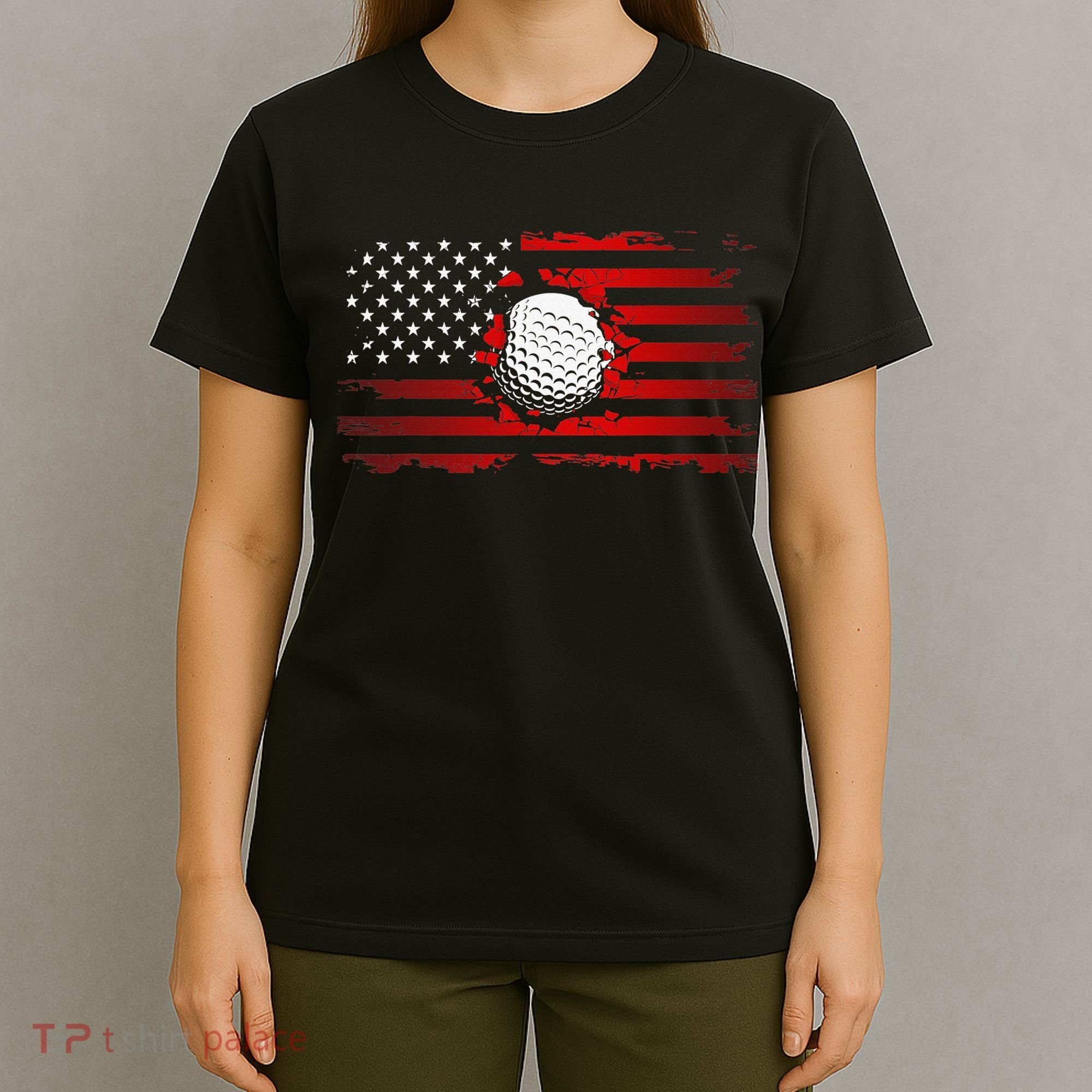 Golf USA Support Team American Flag Golf Sports T-Shirt