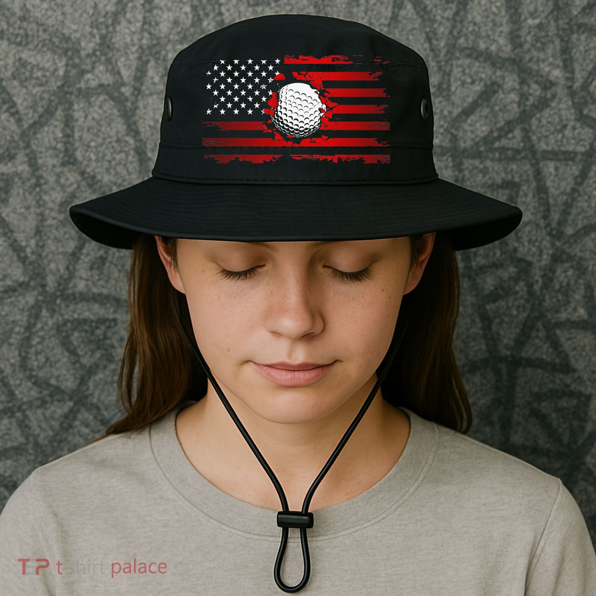 Golf USA Support Team American Flag Golf Sports Bucket Hat