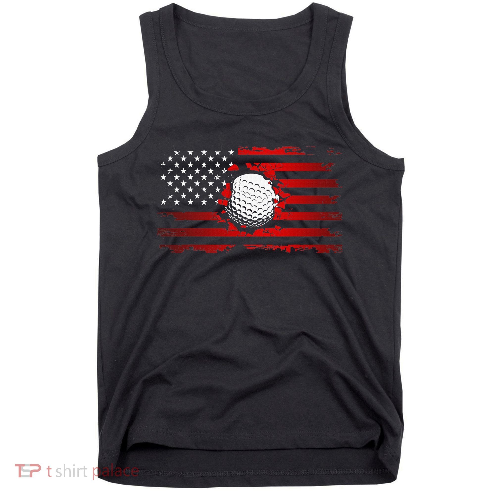 Golf USA Support Team American Flag Golf Sports Tank Top