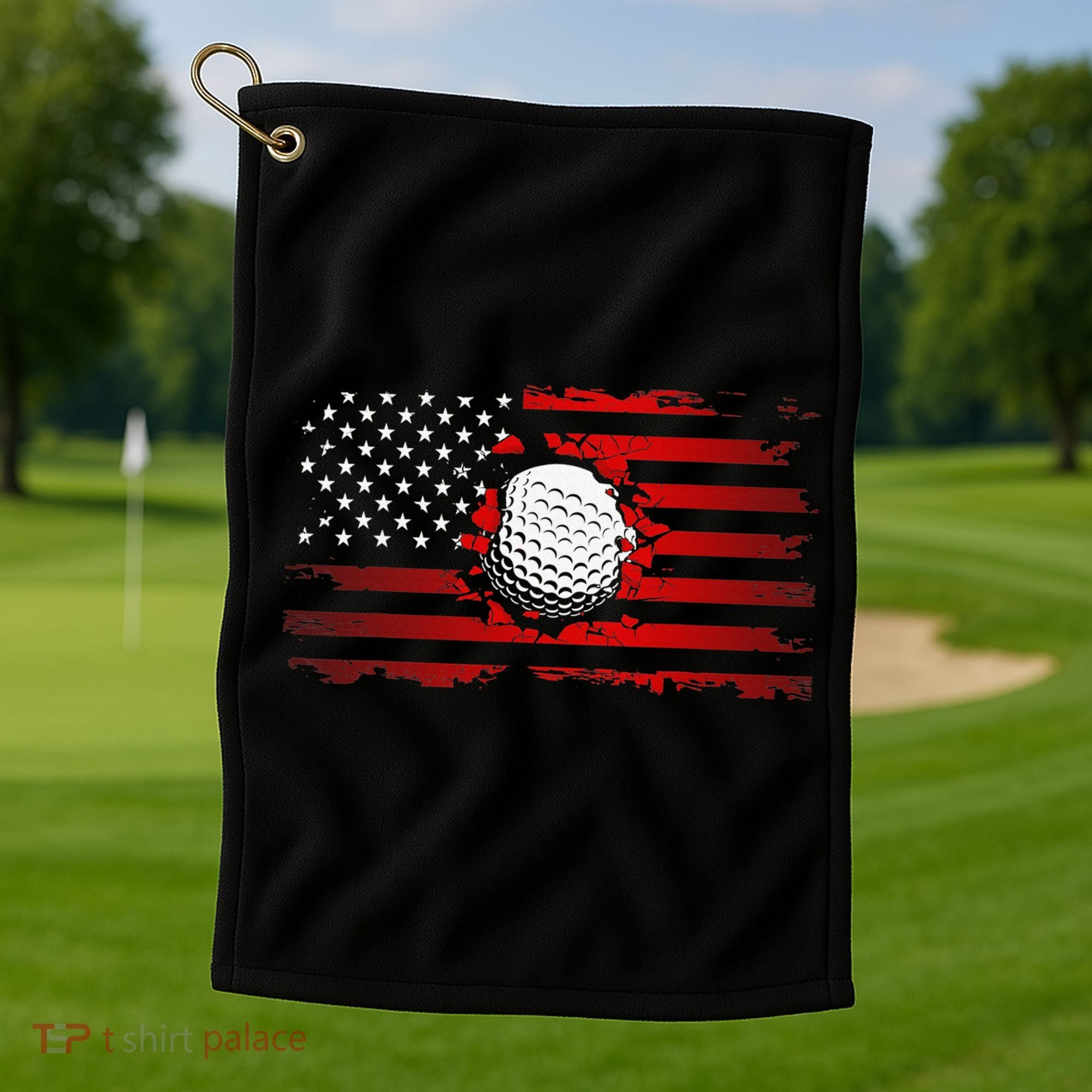 Golf USA Support Team American Flag Golf Sports Golf Towel