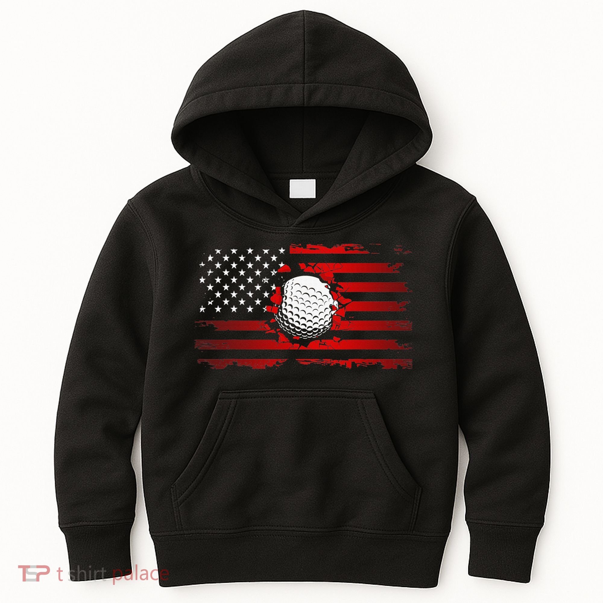 Golf USA Support Team American Flag Golf Sports Kids Hoodie