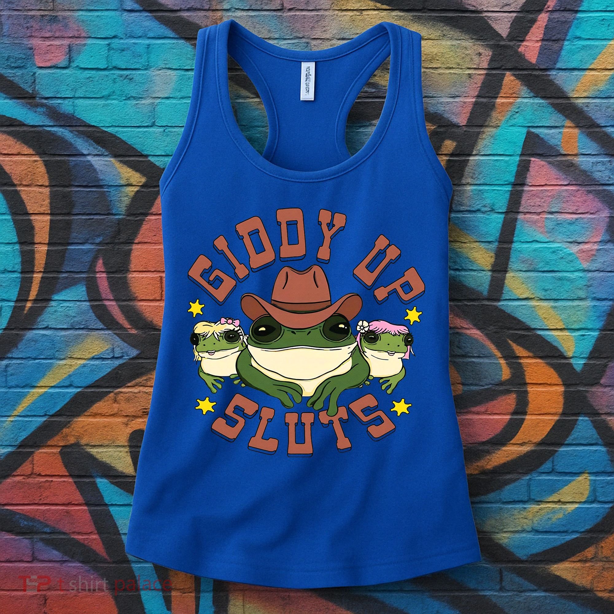 Giddy Up Sluts Western Cowgirl Ranch Rodeo Frog Women's Tank Top