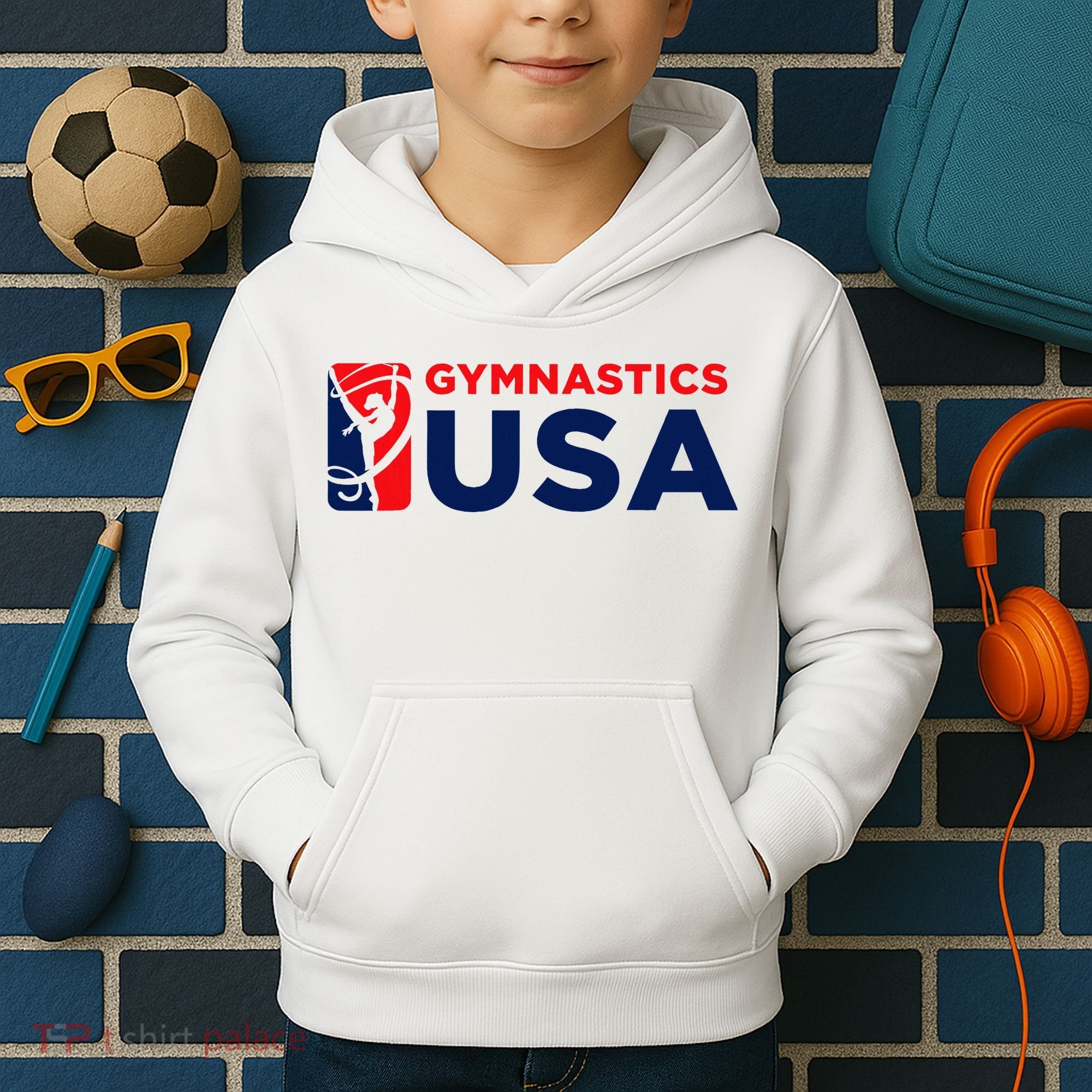 Gymnastics Usa Support The T.E.A.M. U.S.A Flag Kids Hoodie