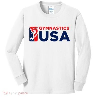 Gymnastics Usa Support The T.E.A.M. U.S.A Flag Kids Long Sleeve Shirt
