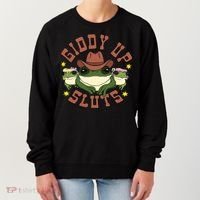 Giddy Up Sluts Funny Western Cow Ranch Rodeo Frog Women's Sweatshirt thumb 0