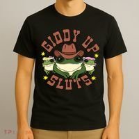 Giddy Up Sluts Funny Western Cow Ranch Rodeo Frog T-Shirt thumb 3