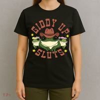 Giddy Up Sluts Funny Western Cow Ranch Rodeo Frog T-Shirt thumb 4