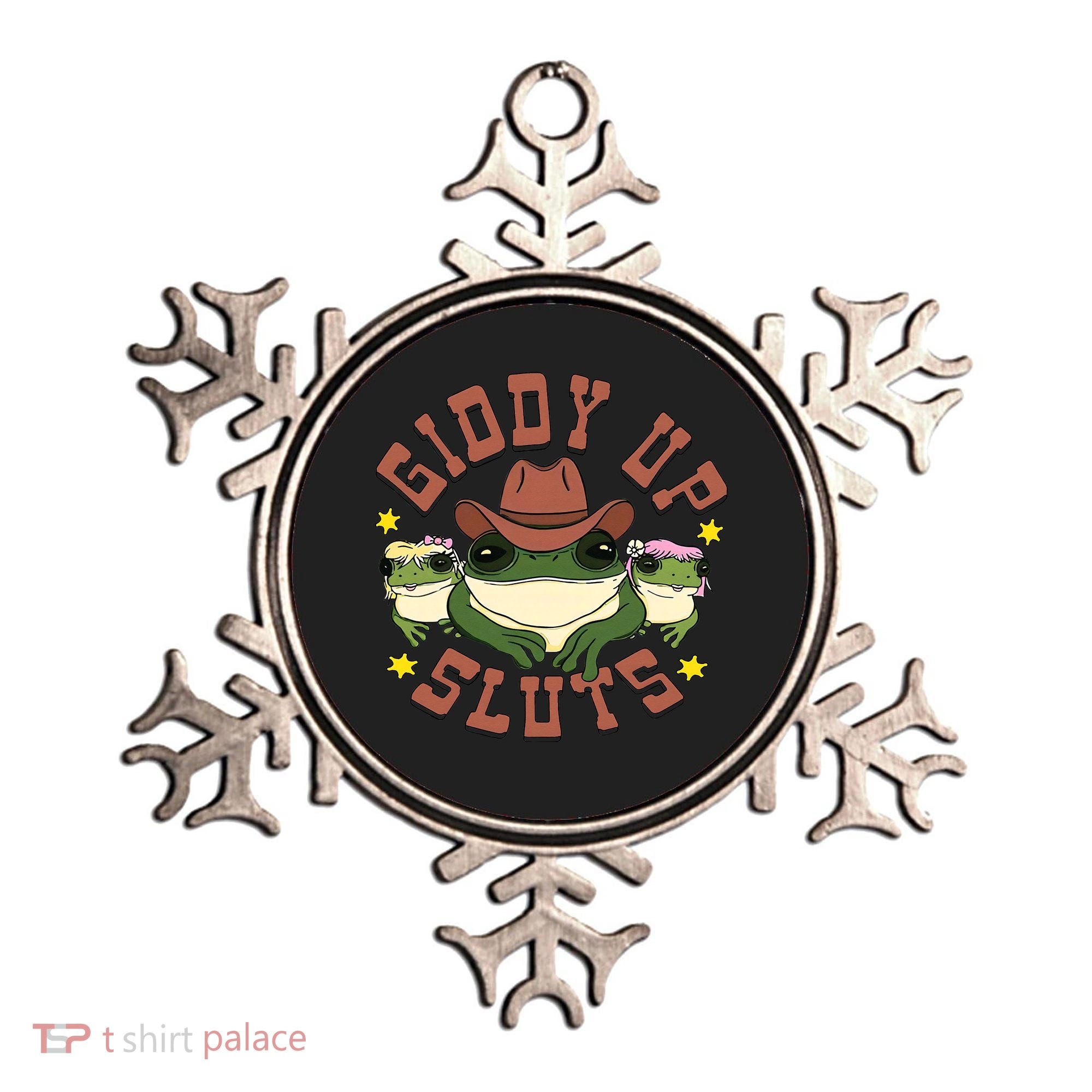 Giddy Up Sluts Funny Western Cow Ranch Rodeo Frog Ornament