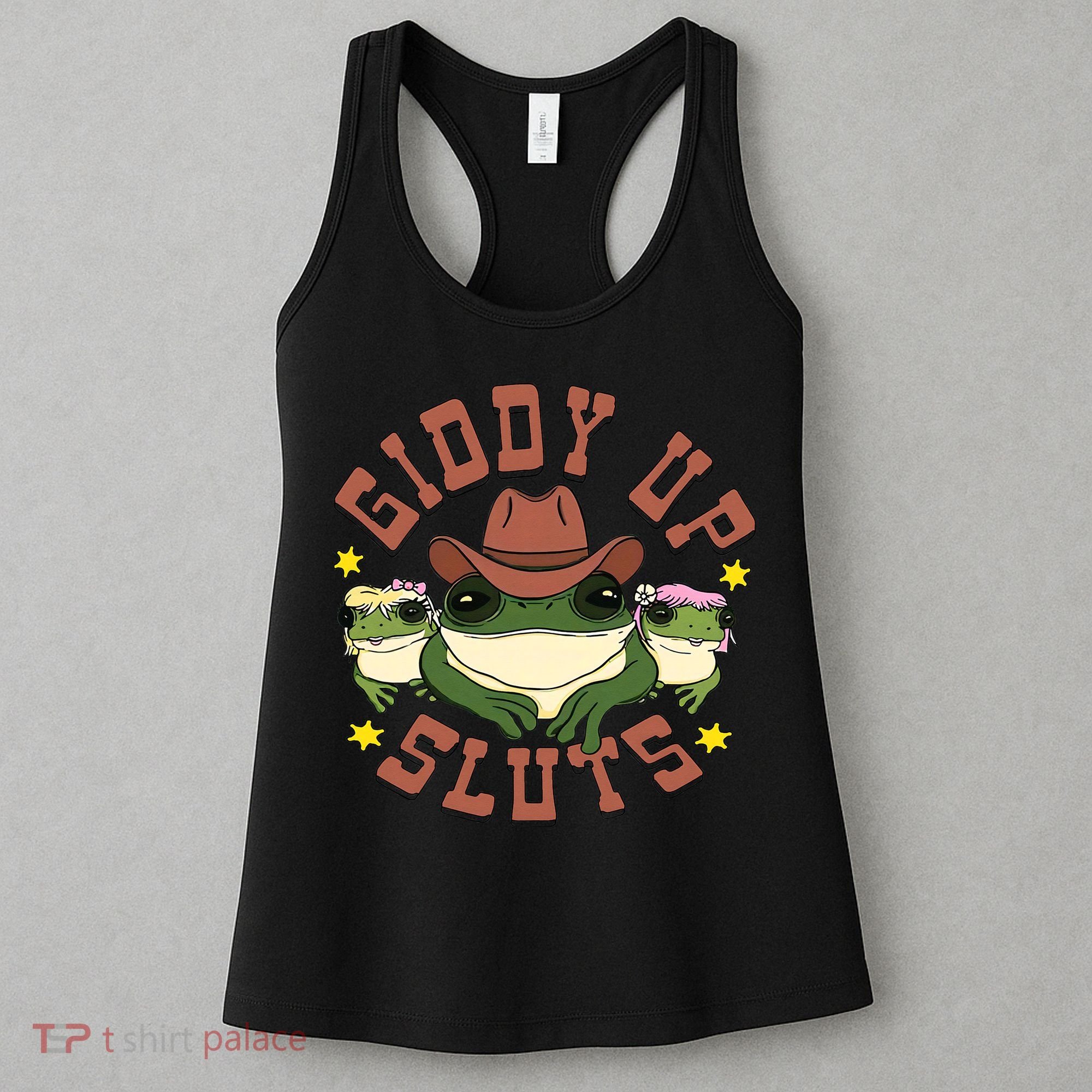 Giddy Up Sluts Funny Western Cow Ranch Rodeo Frog Women's Tank Top